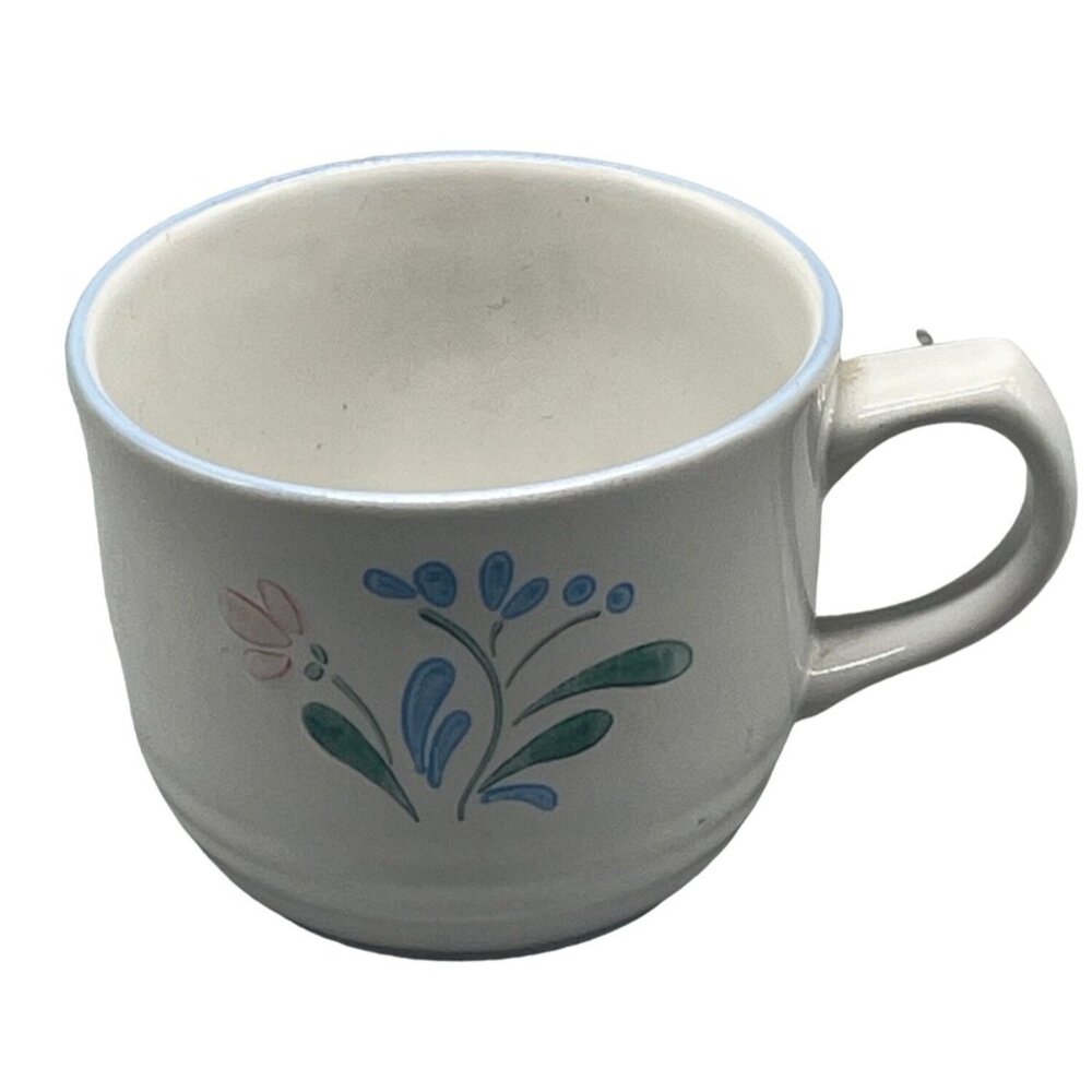 fascino stoneware coffee cup mug white floral handle 3.5x3" READ